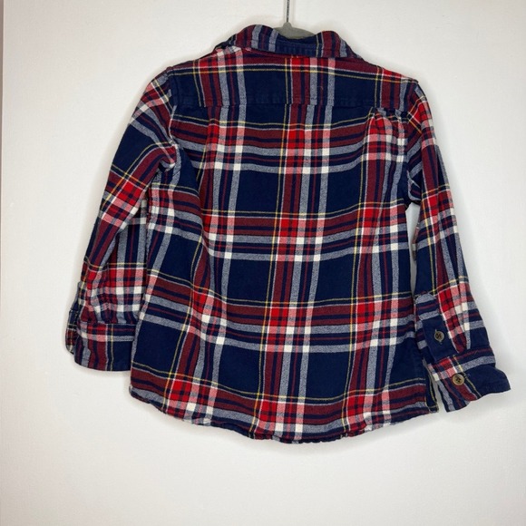 Crewcuts Boys Plaid Flannel Shirt Size 2 Red Navy Yellow Button Down - Picture 4 of 7